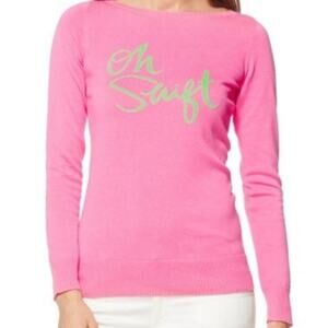 S Lilly Pultizer Oh Shift pink cotton sweater.